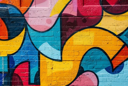 vibrant street art mural with bold graffiti lettering and colorful abstract shapes urban creativity and selfexpression full frame photograph photo