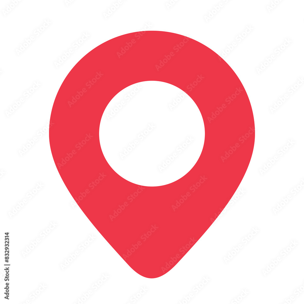 Map pointer icon, red location pin symbol, map marker sign, gps position symbol vector illustration, pin point logo icon flat design image Map pointer icon, red location pin symbol, map marker sign, gps position symbol vector illustration, pin point logo icon flat design image
