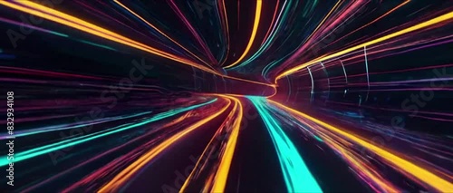 flowing speed lines technology background neon fiber