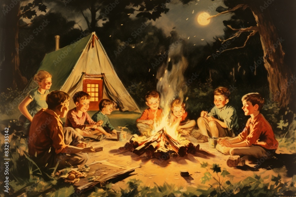 Fototapeta premium Summer campfires - Generative AI