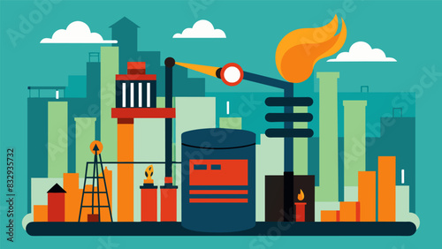 The everpresent hum of the refinery serves as a reminder of the immense amount of energy required to transform crude oil into usable products.. Vector illustration