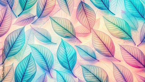 Abstract x-ray style leaves pattern on pastel background
