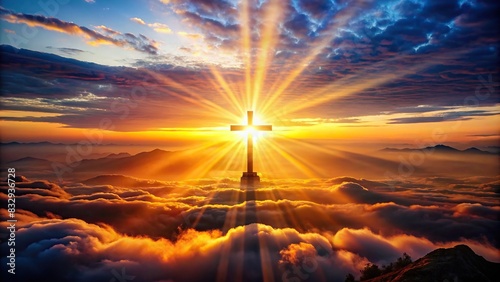 A picturesque view of the sun rising over the horizon, representing the glorious ascension of Jesus Christ photo