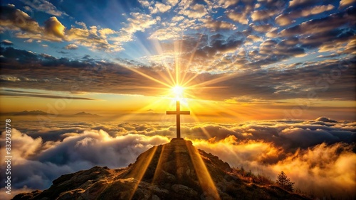 A picturesque view of the sun rising over the horizon, representing the glorious ascension of Jesus Christ