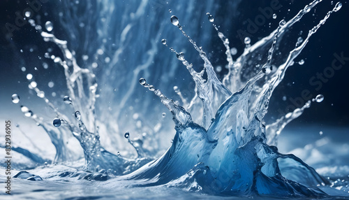flowing water with drops and splashes