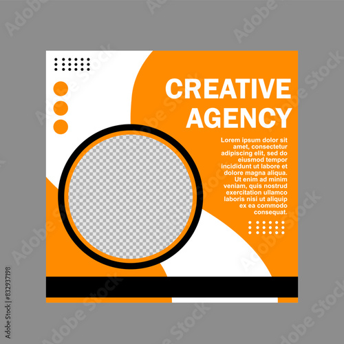 white and orange social media post template design for business, marketing and creative