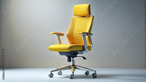 Yellow ergonomic desk chair with adjustable features photo