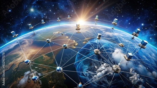 of nano satellite network connecting around the globe photo
