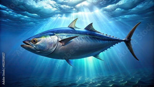Majestic bluefin tuna fish gliding effortlessly through the vast ocean depths