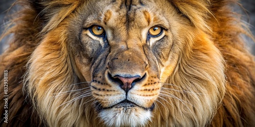 Close-up of a fierce lion face