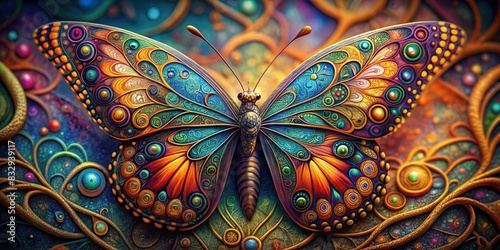 Colorful butterfly with intricate patterns photo