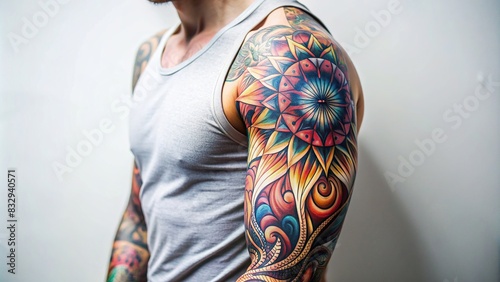 Abstract sleeve tattoo design on a white background photo