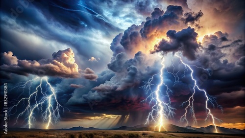 of stormy skies and lightning as a representation of the wrath of god photo
