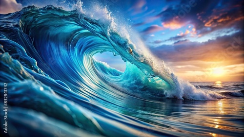 Abstract photo of gentle wave symbolism in calming blue hues, perfect for medical environments