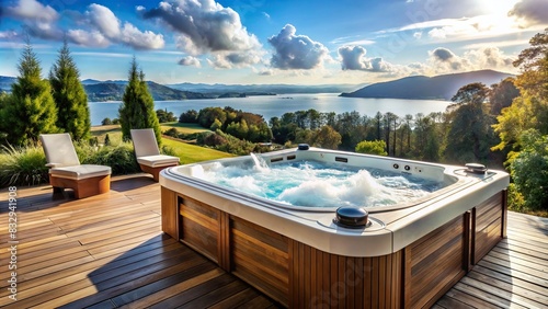 Hot tub with powerful jets for a relaxing hydrotherapy experience photo