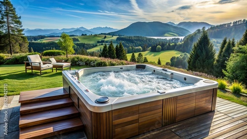 Hot tub with powerful jets for a relaxing hydrotherapy experience photo