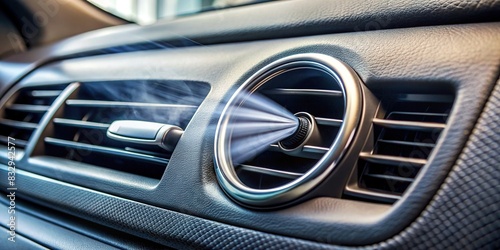 Close-up of a car air conditioner vent with cool air flowing out photo