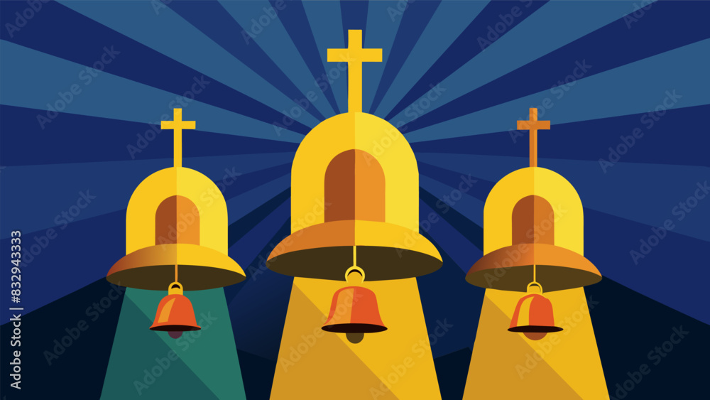 The bright metallic sound of the bells echoing throughout the church as the choir moves their arms in synchronization.. Vector illustration The bright metallic sound of the bells echoing throughout the church as the choir moves their arms in synchronization.. Vector illustration