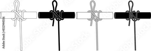black white Swing hitch rope icon set