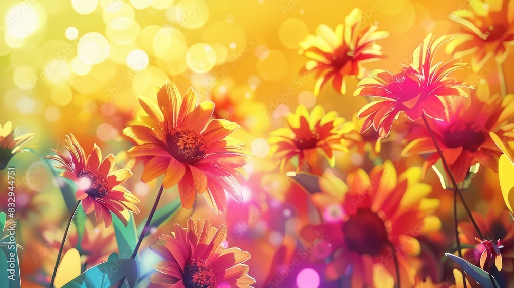 Obraz premium Floral design with vibrant spikes on a sunny backdrop