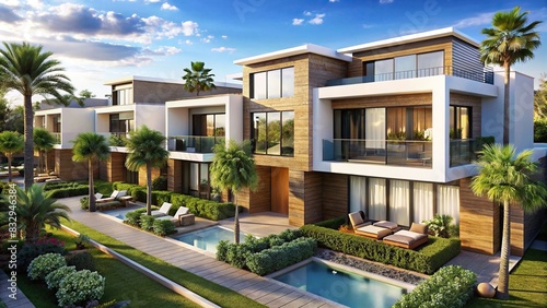 Luxurious modern townhouses and villas in a prestigious housing project © wasana