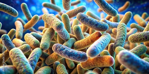 Close-up image of lactic acid bacteria, a probiotic essential for gut health photo