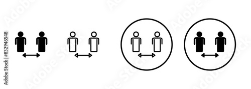 Social distancing icon vector isolated on white background. Keep distance sign. Coronavirus. Social Distancing and Self Quarantine.