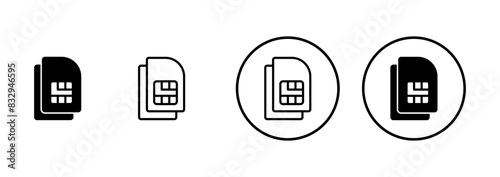 Sim card icon vector isolated on white background. Mobile slot icon. Mobile cellular phone sim card chip.