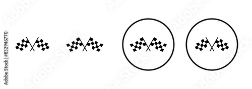 Race flag icon vector isolated on white background. Competition sport flag line vector icon. Racing flag. Start finish flag. Checkered. Start