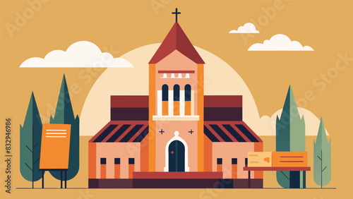 The melody welcomes all who enter the church the warm and inviting notes guided by the skilled hands of the organist.. Vector illustration