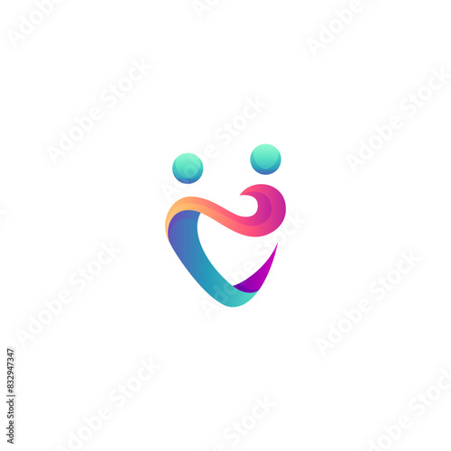 people love care logo in 3d design concept with colorful gradient