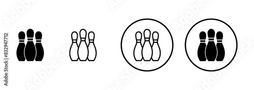 Bowling game Pin Icon vector isolated on white background. Bowling icon, ball and pin