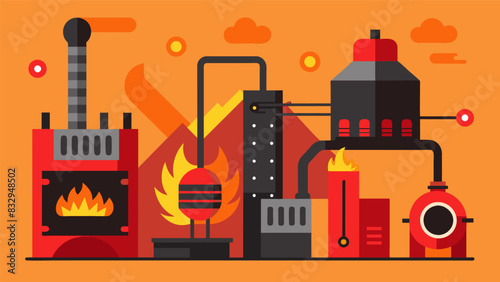 The intense heat from the coal furnace is harnessed and used to power other machines and processes in the factory making it an essential component of. Vector illustration