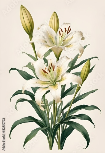 Stunning Watercolor Lily Flower Painting on White Background