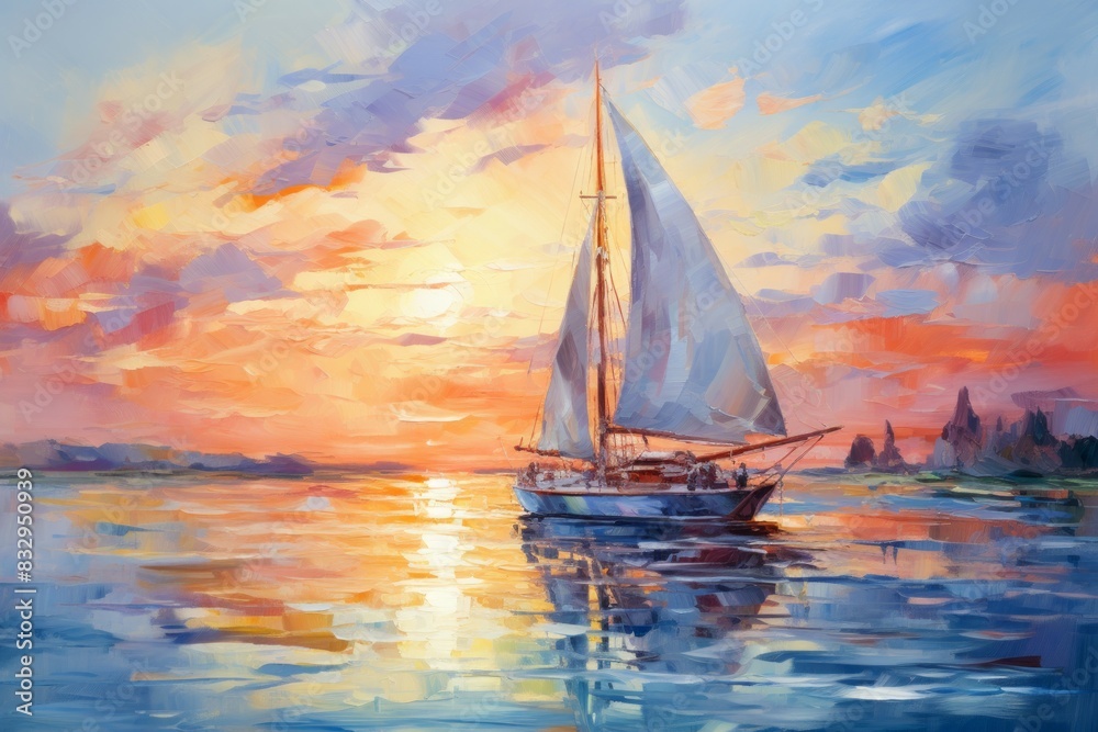 Naklejka premium Summer sailing - Generative AI