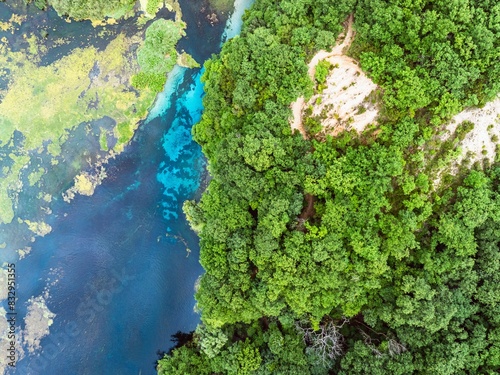 Top Down over The Blue Eye from a drone, Muzine, Finiq, Albania, Europe photo