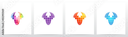 Sphere Disco Ball Letter Initial Logo Design Y