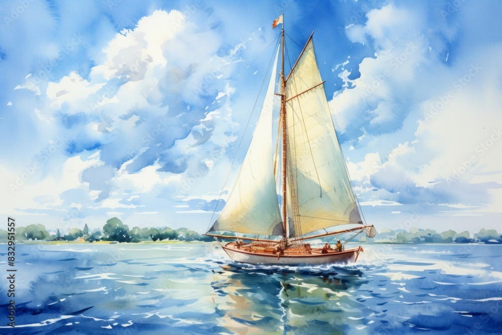 Fototapeta premium Summer sailing - Generative AI