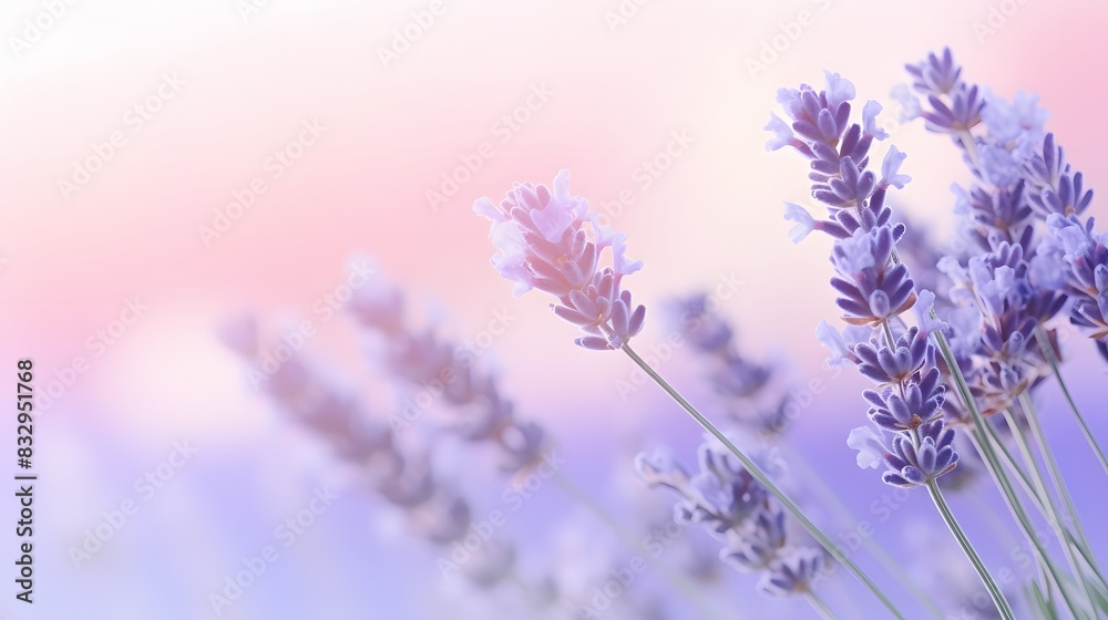 Lavender blossoms against a gentle pastel background in soft focus