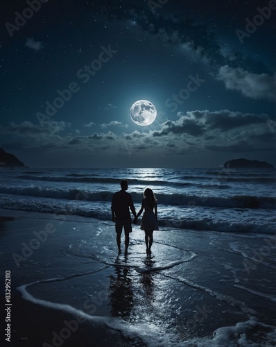 couple on the beach at night