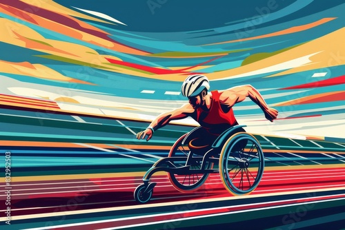 Male wheelchair racing, Summer Paralympic Games in Paris. photo
