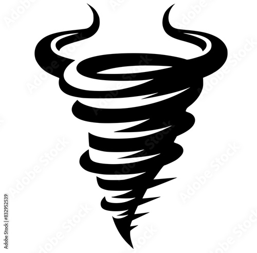 Silhouette of a horned tornado