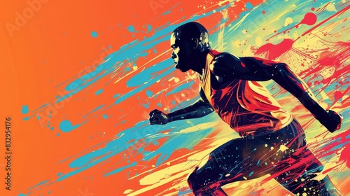 Illustration of a male runner in a race.