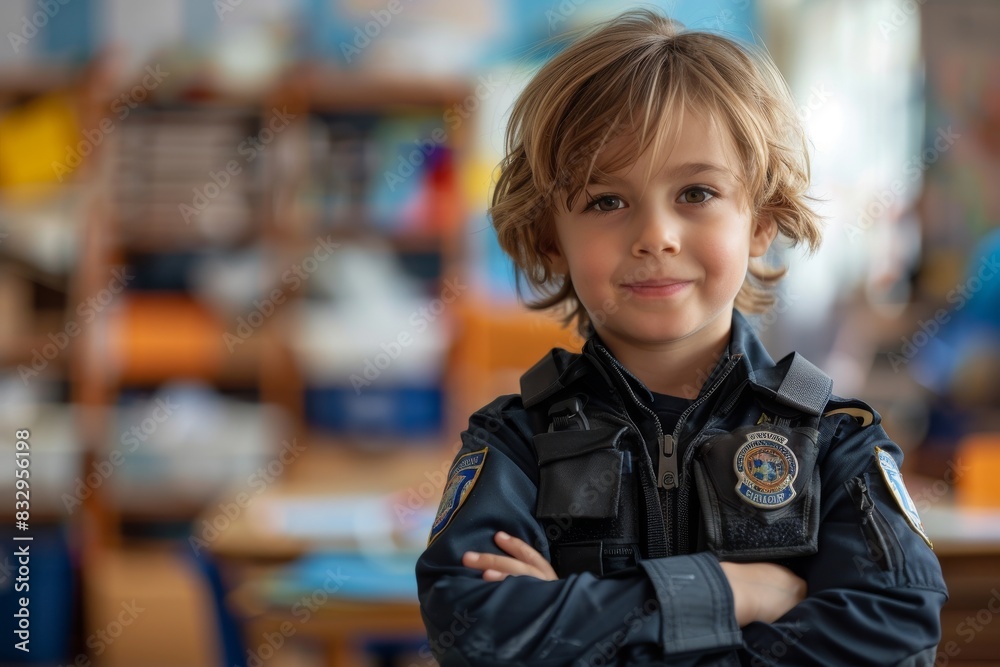 Little boy in a police officer suit. Little boy in a police officer suit.
