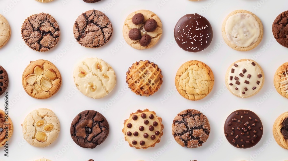 Cookies displayed against a white backdrop Cookies displayed against a white backdrop