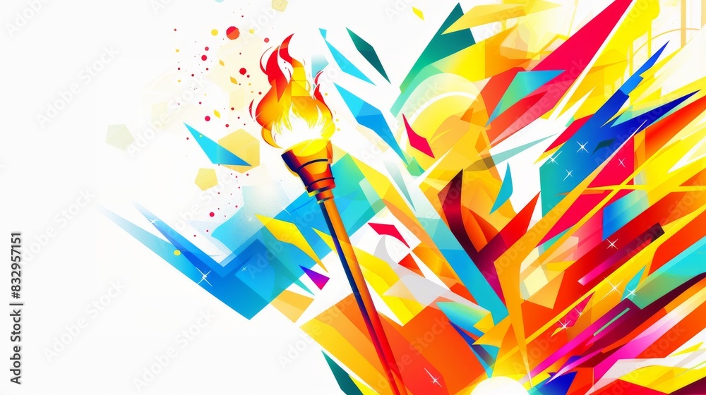 Fototapeta premium Illustration of Olympic torch with flame.