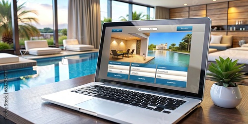 hotel and service online booking concept with modern technology interface