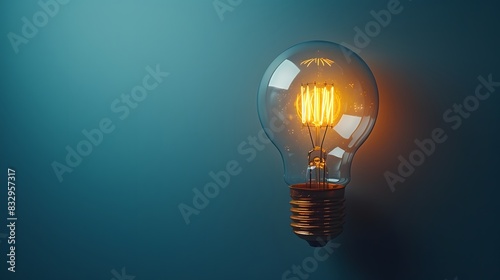 Minimal light bulb pencil on blue background