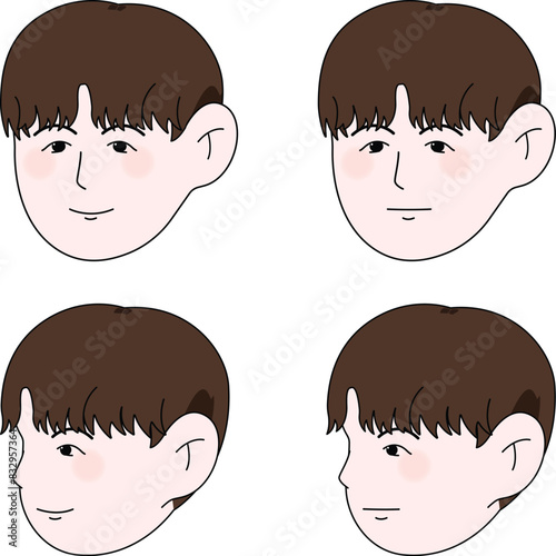 갈색 머리 남자 얼굴(캐릭터+남자+웹툰+만화)