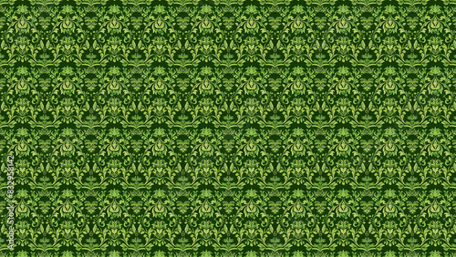 Wallpaper Mural Green ornate floral damask pattern Torontodigital.ca